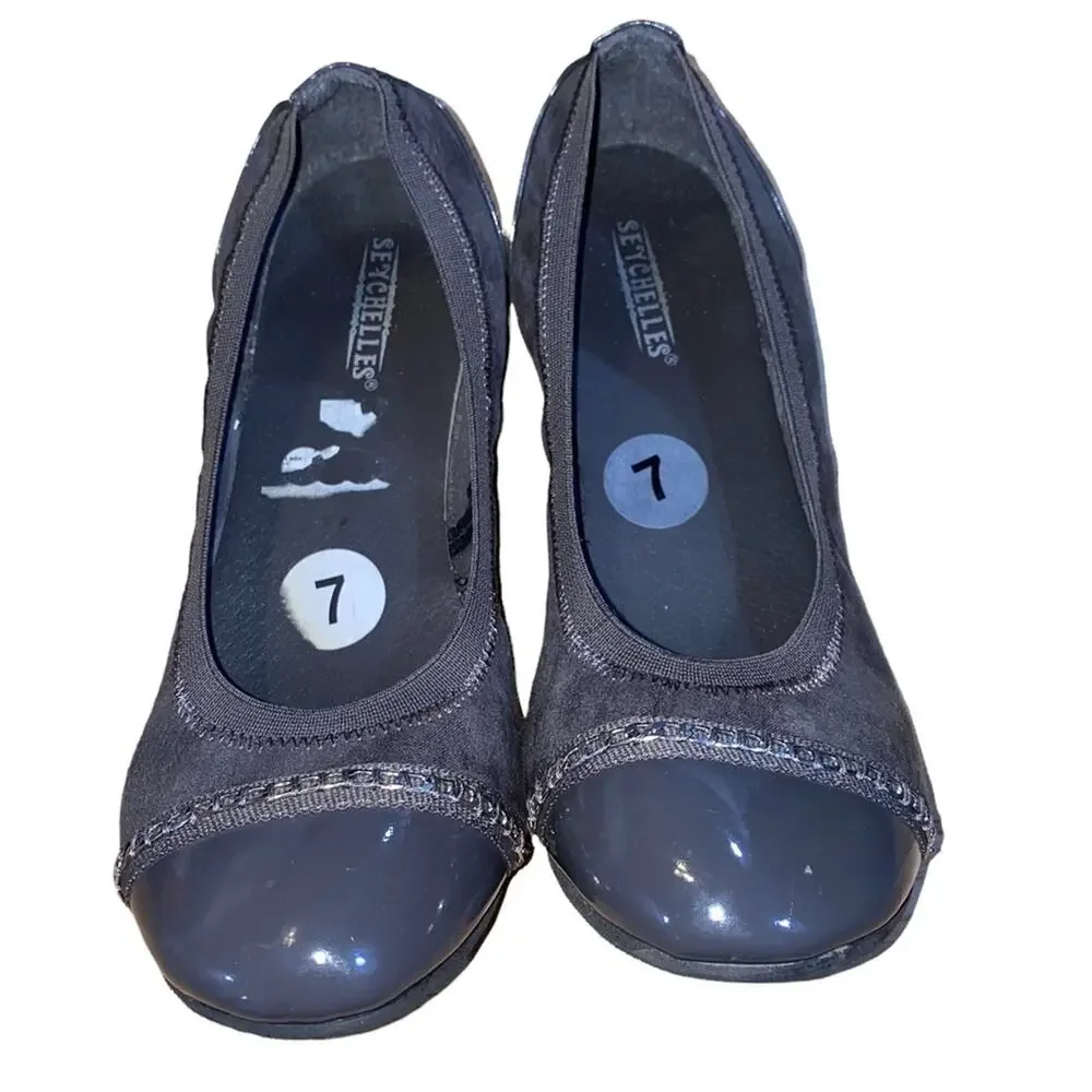 Seychelles Triangle Flats Size 7 Gray Cap Toe Ballet‎ Shoes Comfort Slip On